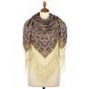 RUSSIAN PAVLOVO POSAD SHAWL 135x135cm SCARF ITALIAN 100%WOOL SILK FRINGE 1883-2