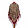 RUSSIAN PAVLOVO POSAD SHAWL 135x135cm SCARF ITALIAN 100%WOOL SILK FRINGE 1883-6