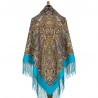 RUSSIAN PAVLOVO POSAD SHAWL 135x135cm SCARF ITALIAN 100% WOOL SILK FRINGE 1888-11