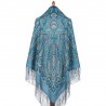 RUSSIAN PAVLOVO POSAD SHAWL 135x135cm SCARF ITALIAN 100% WOOL SILK FRINGE 1888-1