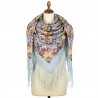 RUSSIAN PAVLOVO POSAD SHAWL 135x135cm SCARF ITALIAN 100% WOOL SILK FRINGE 1891-1