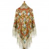 RUSSIAN PAVLOVO POSAD SHAWL 135x135cm SCARF ITALIAN 100% WOOL SILK FRINGE 1891-2