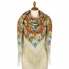 RUSSIAN PAVLOVO POSAD SHAWL 135x135cm SCARF ITALIAN 100% WOOL SILK FRINGE 1891-2