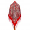 RUSSIAN PAVLOVO POSAD SHAWL 135x135cm SCARF ITALIAN 100% WOOL SILK FRINGE 1892-5