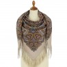 PAVLOVO POSAD RUSSIAN SHAWL 125x125 cm 49x49" 100% Wool Scarf Wrap Silk Fringe 1903-2