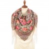 PAVLOVO POSAD RUSSIAN SHAWL 125x125 cm 49x49" 100% Wool Scarf Wrap Silk Fringe 1980-0