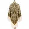 PAVLOVO POSAD RUSSIAN SHAWL 146x146 cm 57x57" 100% Wool Scarf Wrap Silk Fringe 2039-4