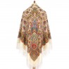 PAVLOVO POSAD RUSSIAN SHAWL 146x146 cm 57x57" 100% Wool Scarf Wrap Silk Fringe 2039-2