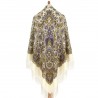 PAVLOVO POSAD RUSSIAN SHAWL 146x146 cm 57x57" 100% Wool Scarf Wrap Silk Fringe 2039-1
