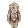 PAVLOVO POSAD RUSSIAN SHAWL 146x146 cm 57x57" 100% Wool Scarf Wrap Silk Fringe 2013-2