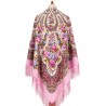 PAVLOVO POSAD RUSSIAN SHAWL 146x146 cm 57x57" 100% Wool Scarf Wrap Silk Fringe 2013-3