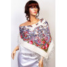PAVLOVO POSAD RUSSIAN SHAWL 89x89 cm 35x35 inches 100% Wool Scarf Silk Fringe Wrap 1345-1