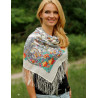 PAVLOVO POSAD RUSSIAN SHAWL 89x89 cm 35x35 inches 100% Wool Scarf Silk Fringe Wrap 1345-2