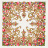 PAVLOVO POSAD RUSSIAN SHAWL 89x89 cm 35x35 inches 100% Wool Scarf Silk Fringe Wrap 1345-3