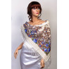 PAVLOVO POSAD RUSSIAN SHAWL 89x89 cm 35x35 inches 100% Wool Scarf Silk Fringe Wrap 1345-4