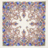 PAVLOVO POSAD RUSSIAN SHAWL 89x89 cm 35x35 inches 100% Wool Scarf Silk Fringe Wrap 1345-4