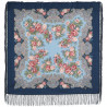 PAVLOVO POSAD RUSSIAN SHAWL 89x89 cm 35x35 inches 100% Wool Scarf Silk Fringe Wrap 1540-14