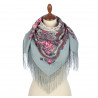 PAVLOVO POSAD RUSSIAN SHAWL 89x89 cm 35x35 inches 100% Wool Scarf Silk Fringe Wrap 1549-1а