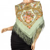 PAVLOVO POSAD RUSSIAN SHAWL 89x89 cm 35x35 inches 100% Wool Scarf Silk Fringe Wrap 1549-3