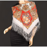 PAVLOVO POSAD RUSSIAN SHAWL 89x89 cm 35x35 inches 100% Wool Scarf Silk Fringe Wrap 1549-4