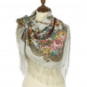 PAVLOVO POSAD RUSSIAN SHAWL 89x89 cm 35x35 inches 100% Wool Scarf Silk Fringe Wrap 1577-2