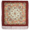 PAVLOVO POSAD RUSSIAN SHAWL 89x89 cm 35x35 inches 100% Wool Scarf Silk Fringe Wrap 1577-4