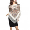 PAVLOVO POSAD RUSSIAN SHAWL 89x89 cm 35x35 inches 100% Wool Scarf Silk Fringe Wrap 1638-1