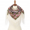 PAVLOVO POSAD RUSSIAN SHAWL 89x89 cm 35x35 inches 100% Wool Scarf Silk Fringe Wrap 1837-0