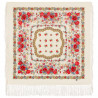 PAVLOVO POSAD RUSSIAN SHAWL 89x89 cm 35x35 inches 100% Wool Scarf Silk Fringe Wrap 1900-0