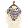 PAVLOVO POSAD RUSSIAN SHAWL 89x89 cm 35x35 inches 100% Wool Scarf Silk Fringe Wrap 2004-3