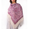 PAVLOVO POSAD RUSSIAN SHAWL 89x89 cm 35x35 inches 100% Wool Scarf Silk Fringe Wrap 529-7