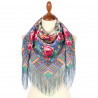 PAVLOVO POSAD RUSSIAN SHAWL 89x89 cm 35x35 inches 100% Wool Scarf Silk Fringe Wrap 1347-54