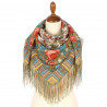 PAVLOVO POSAD RUSSIAN SHAWL 89x89 cm 35x35 inches 100% Wool Scarf Silk Fringe Wrap 1347-53