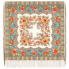 PAVLOVO POSAD RUSSIAN SHAWL 89x89 cm 35x35 inches 100% Wool Scarf Silk Fringe Wrap 1347-53