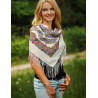 PAVLOVO POSAD RUSSIAN SHAWL 89x89 cm 35x35 inches 100% Wool Scarf Silk Fringe Wrap 1381-1
