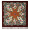 PAVLOVO POSAD RUSSIAN SHAWL 125x125 cm 49x49" 100% Wool Scarf Wrap Silk Fringe 828-7