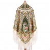 PAVLOVO POSAD RUSSIAN SHAWL 148x148 cm 58x58 inches 100% Wool Scarf Woolen Wrap Kintted Silk Fringe 1992-4
