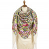 PAVLOVO POSAD RUSSIAN SHAWL 148x148 cm 58x58 inches 100% Wool Scarf Woolen Wrap Kintted Silk Fringe 1992-1