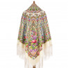 PAVLOVO POSAD RUSSIAN SHAWL 148x148 cm 58x58 inches 100% Wool Scarf Woolen Wrap Kintted Silk Fringe 1992-1