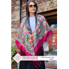 RUSSIAN PAVLOVO POSAD SHAWL 135x135cm SCARF ITALIAN 100% WOOL SILK KNITTED FRINGE 1993-6