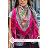 RUSSIAN PAVLOVO POSAD SHAWL 135x135cm SCARF ITALIAN 100% WOOL SILK KNITTED FRINGE 1993-6