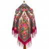 RUSSIAN PAVLOVO POSAD SHAWL 135x135cm SCARF ITALIAN 100% WOOL SILK KNITTED FRINGE 1993-6