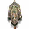 RUSSIAN PAVLOVO POSAD SHAWL 135x135cm SCARF ITALIAN 100% WOOL SILK KNITTED FRINGE 1993-9