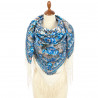 RUSSIAN PAVLOVO POSAD SHAWL 135x135cm SCARF ITALIAN 100% WOOL SILK KNITTED FRINGE 1993-1