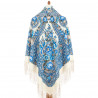 RUSSIAN PAVLOVO POSAD SHAWL 135x135cm SCARF ITALIAN 100% WOOL SILK KNITTED FRINGE 1993-1