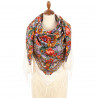 RUSSIAN PAVLOVO POSAD SHAWL 135x135cm SCARF ITALIAN 100% WOOL SILK KNITTED FRINGE 1993-2