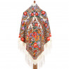 RUSSIAN PAVLOVO POSAD SHAWL 135x135cm SCARF ITALIAN 100% WOOL SILK KNITTED FRINGE 1993-2