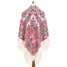 RUSSIAN PAVLOVO POSAD SHAWL 135x135cm SCARF ITALIAN 100% WOOL SILK KNITTED FRINGE 1993-3
