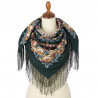 PAVLOVO POSAD RUSSIAN SHAWL 89x89 cm 35x35 inches 100% Wool Scarf Silk Fringe Wrap 1837-9