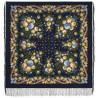PAVLOVO POSAD RUSSIAN SHAWL 125x125 cm Pavlovoposadskiy Platok 49x49" 100% Wool Scarf Wrap Silk Fringe 1194-14 Black eyes